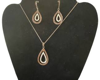 925 Necklace wTear Drop Pendant Earrings
