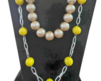 Gold Beaded and Yellow Beaded Necklaces