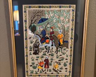 Framed & Matted Persian Silk Paintings of Stories from the Quran