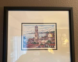 Framed & Matted Watercolor Print of Puerta Vallarta, Mexico