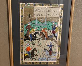 Framed & Matted Persian Silk Paintings of Stories from the Quran