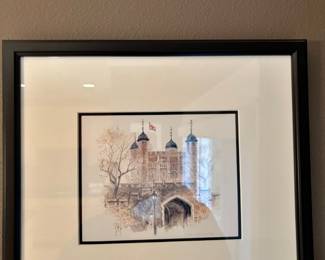 Framed & Matted Watercolor Print "Tower of London" by Mads Stage