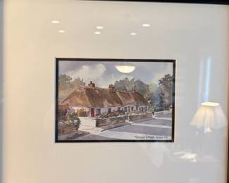 Framed & Matted Watercolor Print "Thatched Cottages, Adare 923" by Martin Goode