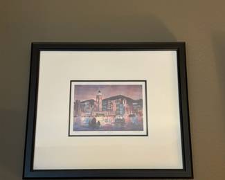 Framed & Matted Watercolor Print "Central Plaza" by Tik Lung