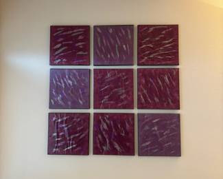 Set of Nine Square Abstract Canvas Wall Art Pieces