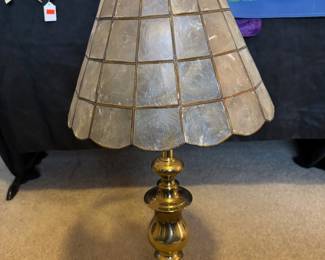 Brass Table Lamp with Capiz Shell Shade
