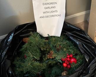 15-Foot Evergreen Garland with Lights & Decorations