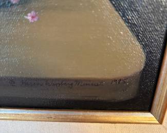 Framed Floral Bouquet Still Life Oil Painting by Karen Winberg Morisset