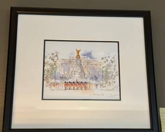 Framed & Matted Watercolor Print "Buckingham Palace" by Mads Stage