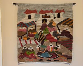 Hand Woven Wool Tapestry Wall Hanging - Possibly Peruvian
