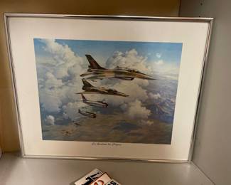 Framed "Los Escalones del Progreso" Fighter Jet Print