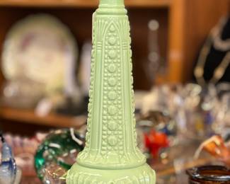 Jadite Green Milkglass Decanter/vase-no stopper