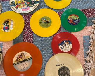 collection of colorful children's 45 records