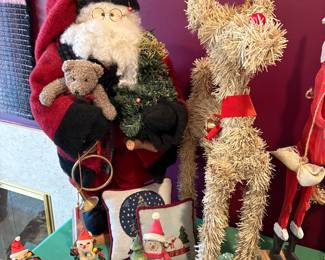 Vintage Santa (approximate 18+'' tall) and Reindeer (same size)