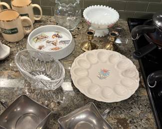 Beautiful vintage servingware and candlesticks