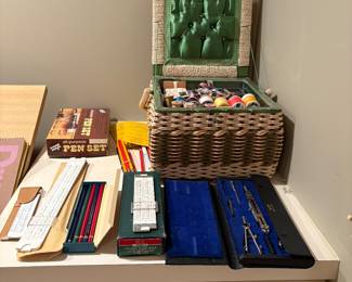 Drafting pencils and sewing kit