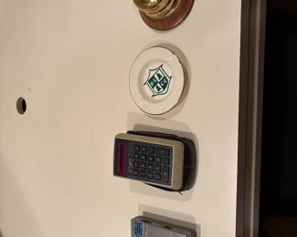 Pine Lake Country Club ashtray and vintage calculator