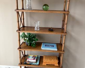 Book Case with crystal vases and coffee table books
