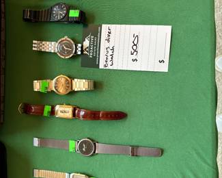 Vintage men’s watches including Benrus and Seiko. 