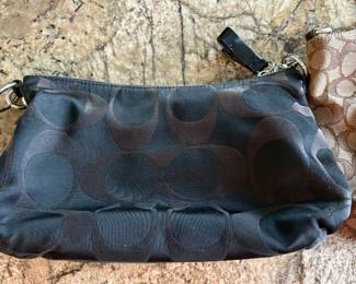 Women's small black canvas Coach purse