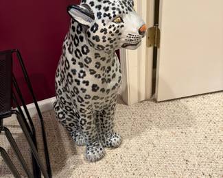 Porcelain Snow Leopard figurine (Approximately 24" tall)