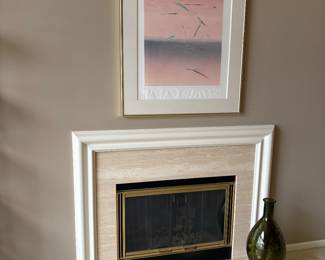 Hanging wall art and decorative standing vase. 