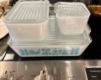 Vintage Glass Tupperware dishes with glass tops