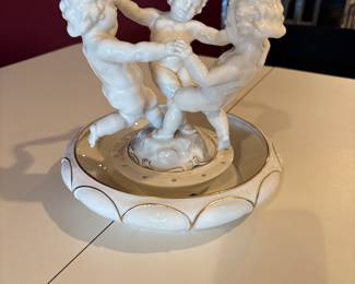 Hutschenreuther "Three Cherubs" collectible piece in small dish (two piece set)