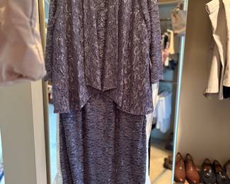 Women's evening dress with matching jacket.