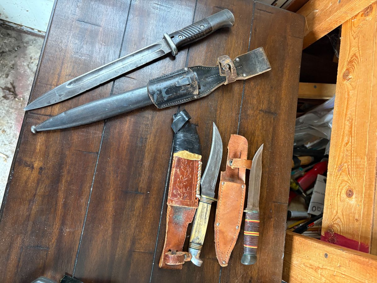 Handmade knives and a World War II bayonet- Carl Eickhorn 
