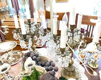 misc. silver plate and candleholders