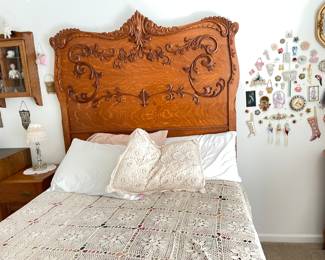 full size oak vintage bed