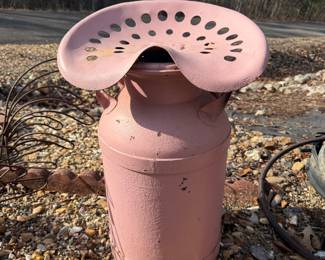 Milk Can with Tractor Seat