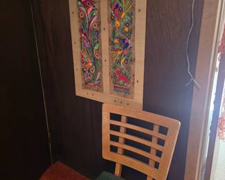 Vintage 1970s Mexican Folk Art Painting Amate Bark Paper