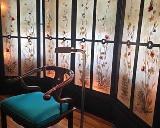 Custom hand made window treatments with inlay