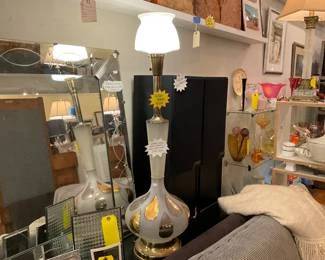 Vintage 1960s glass and brass lamp. $50 + tax