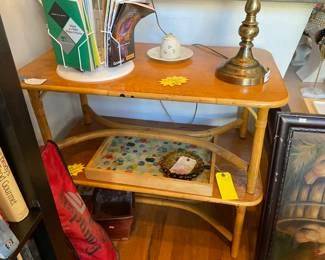Mid-Century Modern wood coffee tables or side tables with bamboo look. $50 + tax each