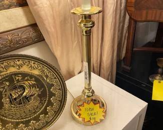 Brass, candlestick style, lamp base. $15 + tax