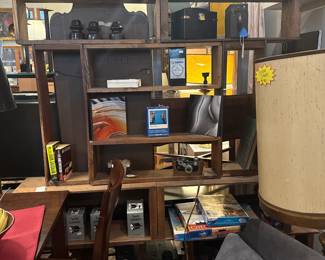 Mid-Century Modern, stacked wood and apple box room divider - $150 + tax