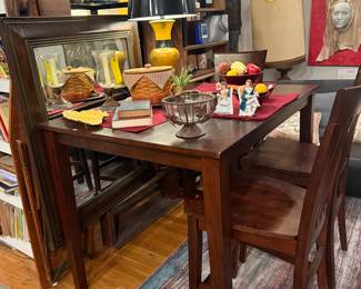 Tall wooden table with 3 matching chairs - Set is $400 + tax