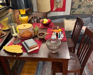 Tall wooden table with 3 matching chairs - Set is $400 + tax