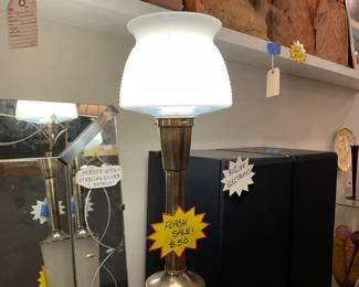 Vintage 1960s glass and brass lamp. $50 + tax