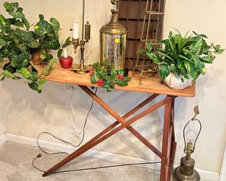 Vintage Wooden Iron Board & Vintage Lamps