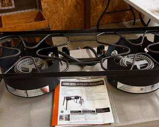 portable propane camp stove with legs and case