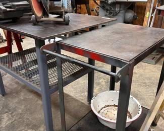 steel tables and rolling cart