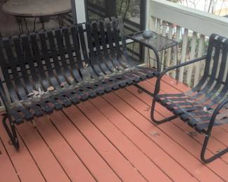 3 piece metal strap garden set vintage