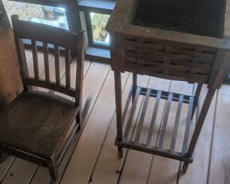 Childs chair and plant stand