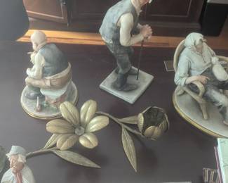 Brass flower ashtrays and geseppi cappe porcelain