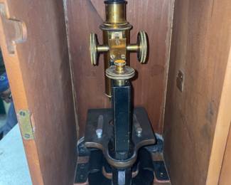 1920s antique brass microscope