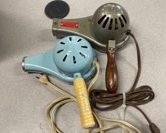 Two antique hairdryers, probably mid-century